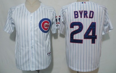 Chicago Cubs #24 Marlon Byrd White Pinstripe Jersey