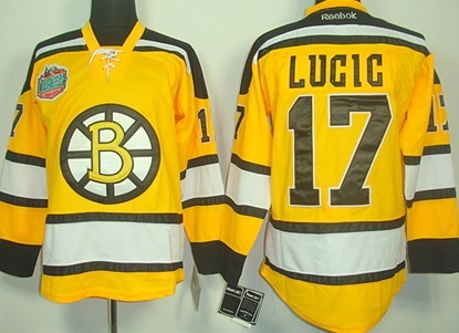 Boston Bruins #17 Milan Lucic Yellow Jersey