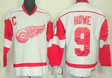 Detroit Red Wings #9 Gordie Howe White Throwback CCM Jersey