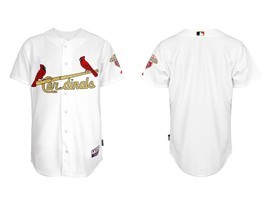 St. Louis Cardinals Blank White With Gold Jersey