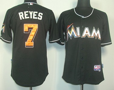 Miami Marlins #7 Jose Reyes Black Jersey