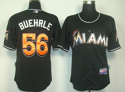 Miami Marlins #56 Mark Buehrle Black Jersey