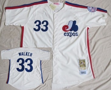 Montreal Expos #33 Larry Walker Cream Throwback Jersey