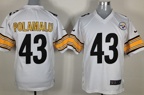 Nike Pittsburgh Steelers #43 Troy Polamalu White Game Jersey