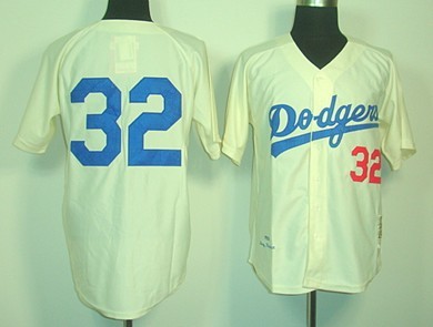 Los Angeles Dodgers #32 Sandy Koufax Cream Throwback Jersey
