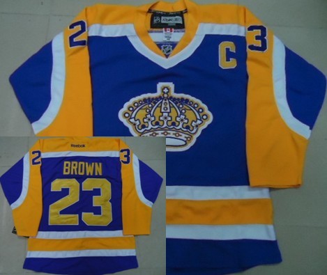 Los Angeles Kings #23 Dustin Brown Purple With Yellow Jersey