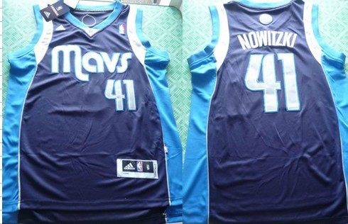 Dallas Mavericks #41 Dirk Nowitzki Revolution 30 Swingman Navy Blue Jersey