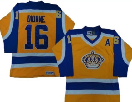 Los Angeles Kings #16 Marcel Dionne Yellow With Purple Throwback CCM Jersey