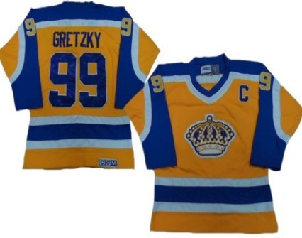Los Angeles Kings #99 Wayne Gretzky Yellow With Purple Throwback CCM Jersey