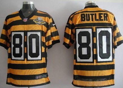 Nike Pittsburgh Steelers #80 Jack Butler Yellow With Black Throwback 80TH Jersey