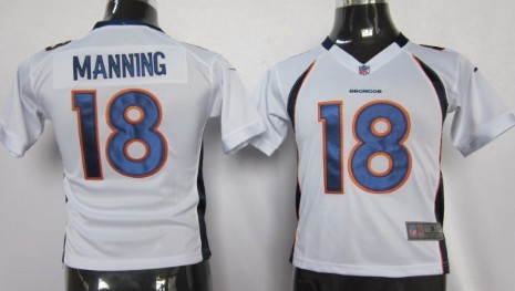 Nike Denver Broncos #18 Peyton Manning White Game Kids Jersey
