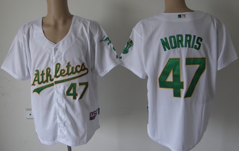 Oakland Athletics #47 Mike Norris White Jersey
