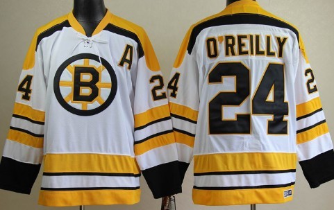 Boston Bruins #24 Terry O'Reilly White Throwback CCM Jersey