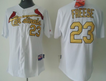 St. Louis Cardinals #23 David Freese White With Gold Jersey