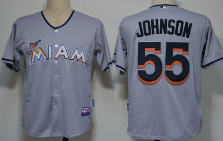 Miami Marlins #55 Josh Jonhson Gray Jersey