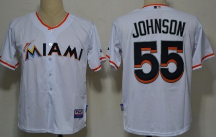 Miami Marlins #55 Josh Jonhson White Jersey