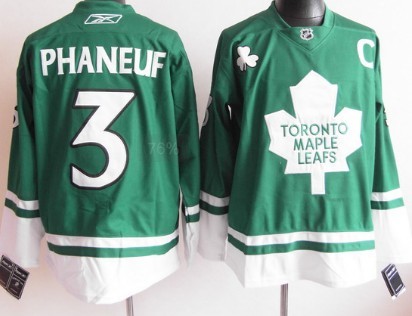 Toronto Maple Leafs #3 Dion Phaneuf St. Patrick's Day Green Jersey