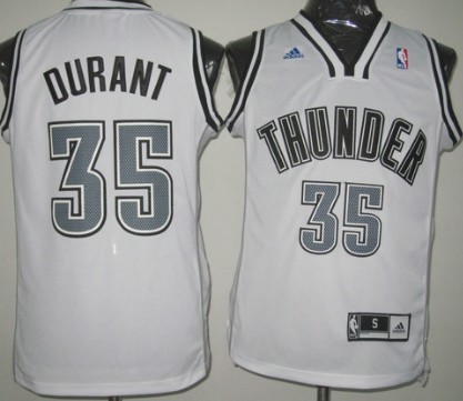 Oklahoma City Thunder #35 Kevin Durant Revolution 30 Swingman White With Black Jersey