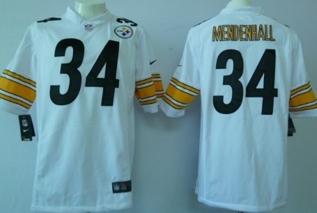 Nike Pittsburgh Steelers #34 Rashard Mendenhall White Game Jersey