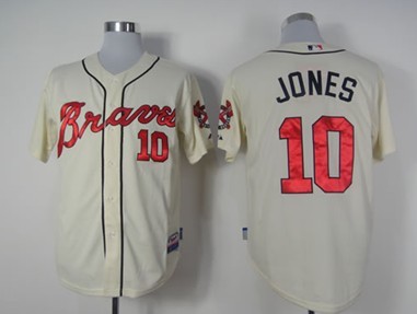 Atlanta Braves #10 Chipper Jones Cream Jersey