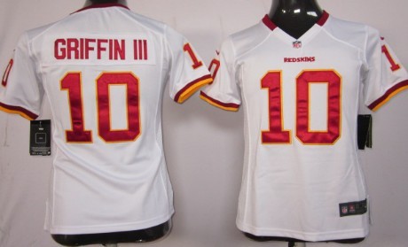 Nike Washington Redskins #10 Robert Griffin III White Game Womens Jersey