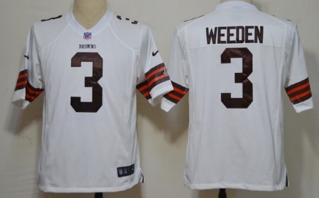 Nike Cleveland Browns #3 Brandon Weeden White Game Jersey
