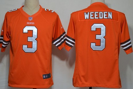 Nike Cleveland Browns #3 Brandon Weeden Orange Game Jersey