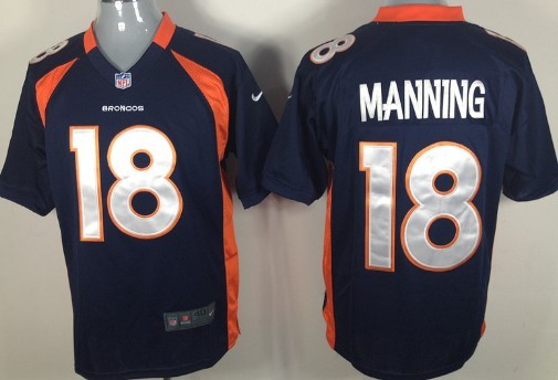 Nike Denver Broncos #18 Peyton Manning Blue Game Jersey