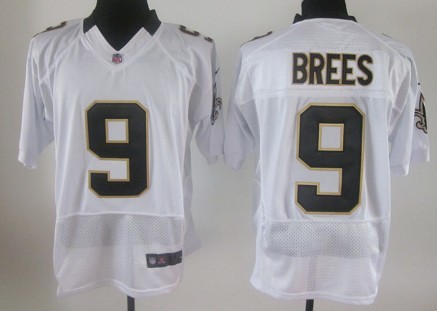 Nike New Orleans Saints #9 Drew Brees White Elite Jersey