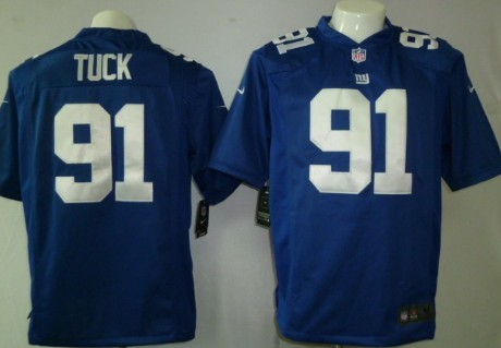Nike New York Giants #91 Justin Tuck Blue Game Jersey