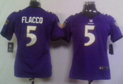 Nike Baltimore Ravens #5 Joe Flacco Purple Game Womens Jersey