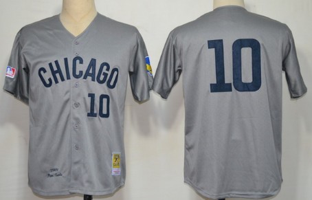 Chicago Cubs #10 Ron Santo 1969 Gray Wool Throwback Jersey