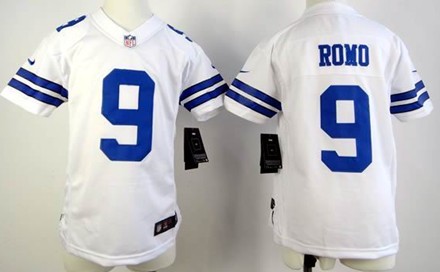 Nike Dallas Cowboys #9 Tony Romo White Game Kids Jersey