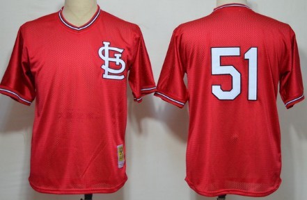 St. Louis Cardinals #51 Willie McGee Mesh Batting Practice Red Throwback Jersey