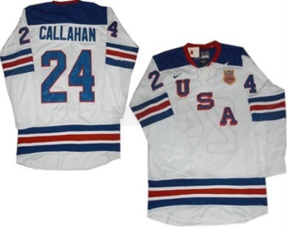 2010 Olympics USA #24 Ryan Callahan White Jersey