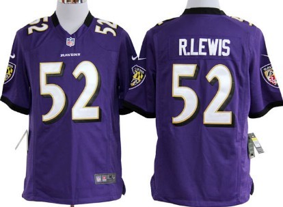 Nike Baltimore Ravens #52 Ray Lewis Purple Game Jersey