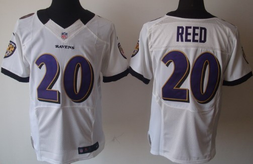 Nike Baltimore Ravens #20 Rd Reed White Elite Jersey