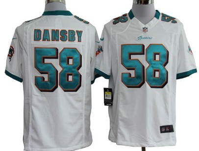 Nike Miami Dolphins #58 Karlos Dansby White Game Jersey