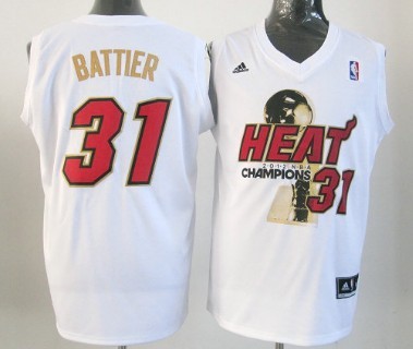 Miami Heat #31 Shane Battier 2012 NBA Finals Champions White With Red Jersey