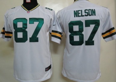 Nike Green Bay Packers #87 Jordy Nelson White Game Kids Jersey
