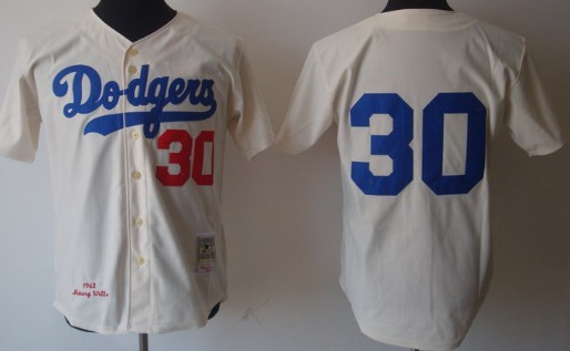 Los Angeles Dodgers #30 Maury Wills Cream Throwback Jersey