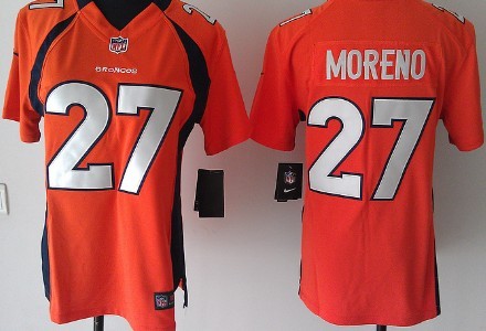 Nike Denver Broncos #27 Moreno Orange Game Womens Jersey