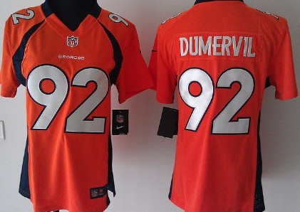 Nike Denver Broncos #92 Elvis Dumervil Orange Game Womens Jersey