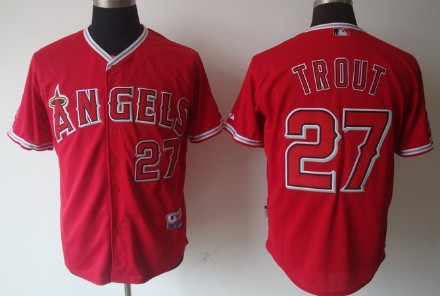 LA Angels of Anaheim #27 Mike Trout Red Jersey