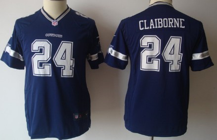 Nike Dallas Cowboys #24 Morris Claiborne Blue Game Kids Jersey