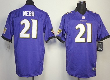 Nike Baltimore Ravens #21 Lardarius Webb Purple Game Kids Jersey