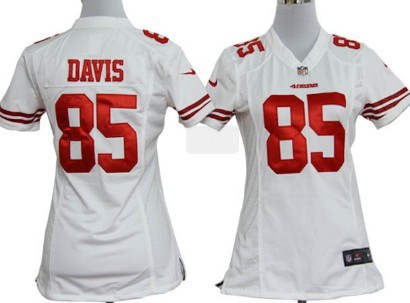Nike San Francisco 49ers #85 Vernon Davis White Game Womens Jersey