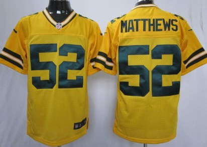 Nike Green Bay Packers #52 Clay Matthews Yellow Elite Jersey