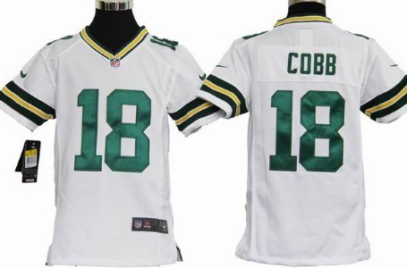 Nike Green Bay Packers #18 Randall Cobb White Game Kids Jersey