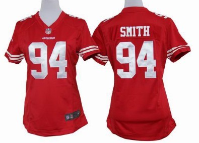 Nike San Francisco 49ers #94 Justin Smith Red Game Womens Jersey
